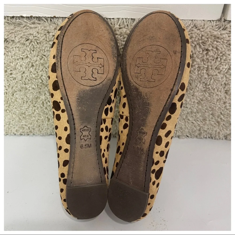 Tory Burch Leopard Bow Laila Calf Hair Ballet Flat
